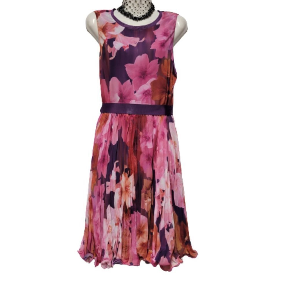 Purple Dress, Floral Print Sleeveless Dress-  Sizes 8,  Size 12-  New With Tags